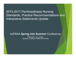 2015-2017 PeriAnesthesia Nursing Standards, Practice