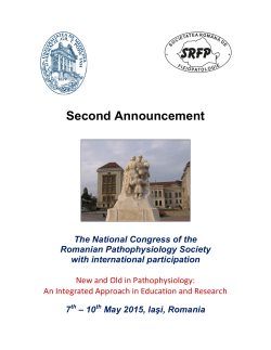 Second Announcement - Societatea Romana de Fiziopatologie