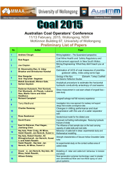 Australian Coal Operators` Conference Preliminary List of Papers