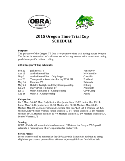 2015 Oregon Time Trial Cup SCHEDULE