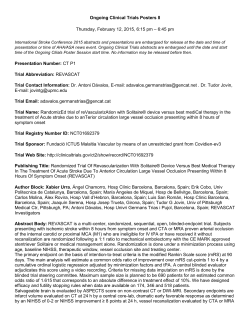 Ongoing Clinical Trials Posters II Thursday, February 12, 2015, 6:15