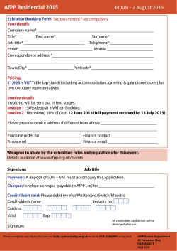 Exhibitor Booking Form 2015