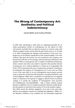The Wrong of Contemporary Art: Aesthetics and Political