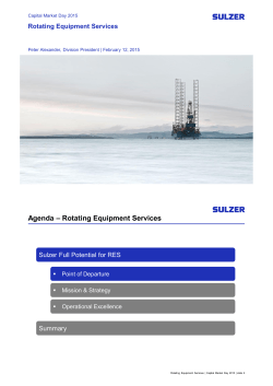 Agenda – Rotating Equipment Services
