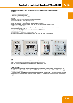 Residual current circuit breakers PFB and PCHB