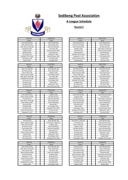 Sedibeng Pool Association A League Schedule