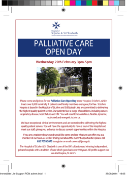 PALLIATIVE CARE OPEN DAY - Hospital of St John & St Elizabeth