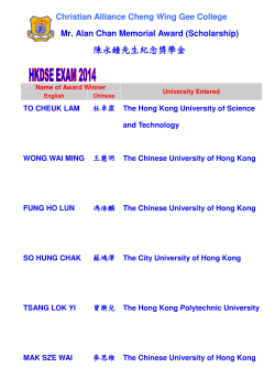 Award Winners for Public Exams - Christian Alliance Cheng Wing