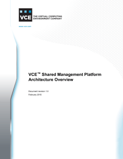 VCE Shared Management Platform Architecture Overview