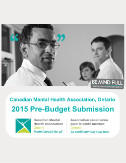 Read the full submission - Canadian Mental Health Association