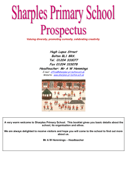 Prospectus 2015 - Sharples Primary School