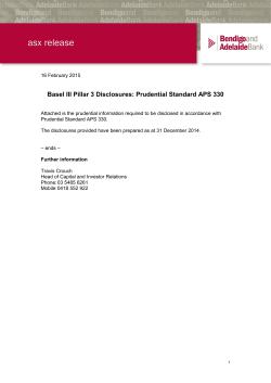 Basel III Pillar 3 Disclosures: Prudential Standard APS 330