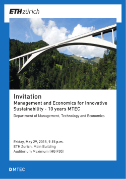 Invitation - Department of Management, Technology and Economics