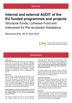 Internal and external AUDIT of the EU funded programmes and