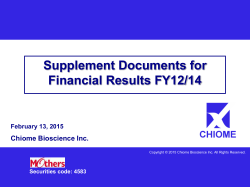 Supplement Documents for Financial Results FY12/14