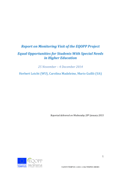Report on Monitoring Visit of the EQOPP Project Equal Opportunities