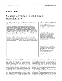 Generic tacrolimus in solid organ transplantation