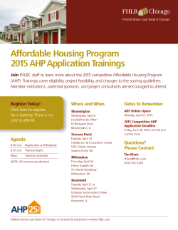 Affordable Housing Program 2015 AHP Application Trainings