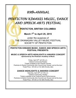 84th ANNUAL - Penticton Kiwanis Music Festival
