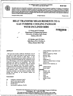 heat transfer measurements to a gas turbine cooling passage with