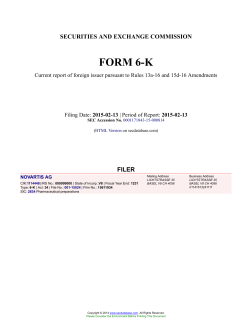 NOVARTIS AG Form 6-K Current Report Filed 2015-02-13