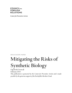 Mitigating the Risks of Synthetic Biology