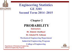 Engineering Statistics PROBABILITY