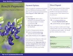 Benefit Payments - Texas Workforce Commission