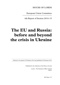 The EU and Russia: before and beyond the crisis in Ukraine