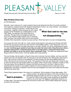 Weekly Newsletter - Pleasant Valley Community of Prayer and Praise