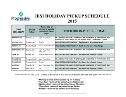 IESI HOLIDAY PICKUP SCHEDULE 2015