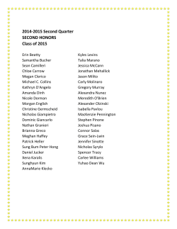 2014-2015 Second Quarter SECOND HONORS Class of 2015