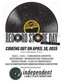 COMING OUT ON APRIL 18, 2015 - Independent Label Distribution