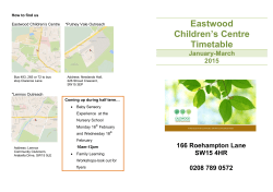 Eastwood Children`s Centre Timetable