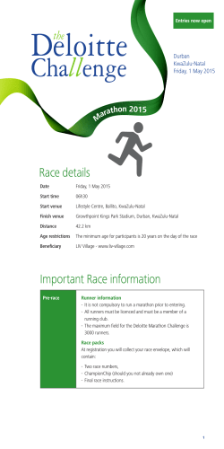 Race details Important Race information