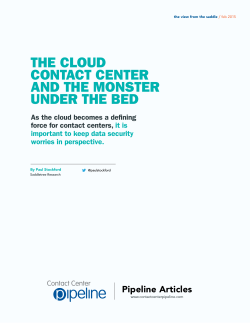 THE CLOUD CONTACT CENTER AND THE MONSTER