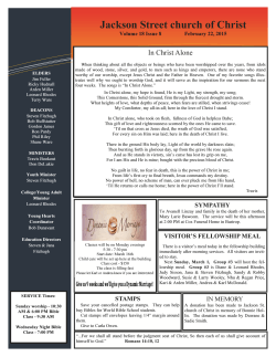 Read our Weekly Bulletin - Jackson Street Church of Christ