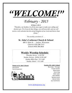 February - 2015 - St. John`s Lutheran Church & School