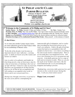 Feb 22-March 1, 2015 Bulletin - St. Philip Parish and St. Clare Mission