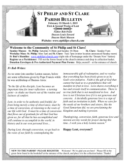 Feb 22-March 1, 2015 Bulletin - St. Philip Parish and St. Clare Mission