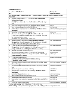 ENTIRE PRODUCT LIST Sr. No Name of the Product Therapeutic