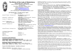 Weekly Schedule - The Shrine of Our Lady of Glastonbury