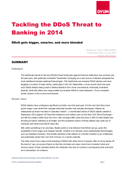 Tackling the DDoS Threat to Banking in 2014