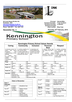 Newsletter No. 3 Kennington Primary School Values Awards Caring