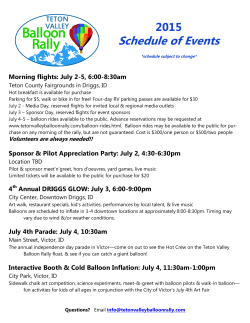 2015 Event schedule - Teton Valley Balloon Rally