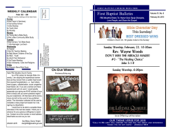 First Baptist Bulletin - First Baptist Church Moultrie