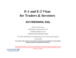E-1 and E-2 Visas for Traders & Investors