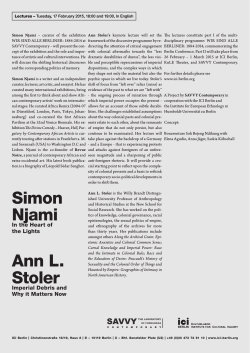 Simon Njami Ann L. Stoler - ICI Berlin Institute for Cultural Inquiry