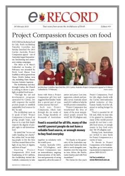 Project Compassion focuses on food