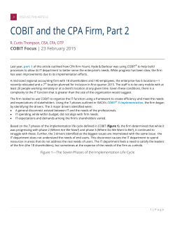 COBIT and the CPA Firm, Part 2